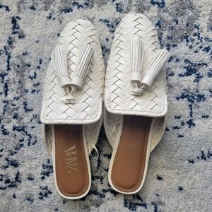 Zara Women's White Woven Loafers